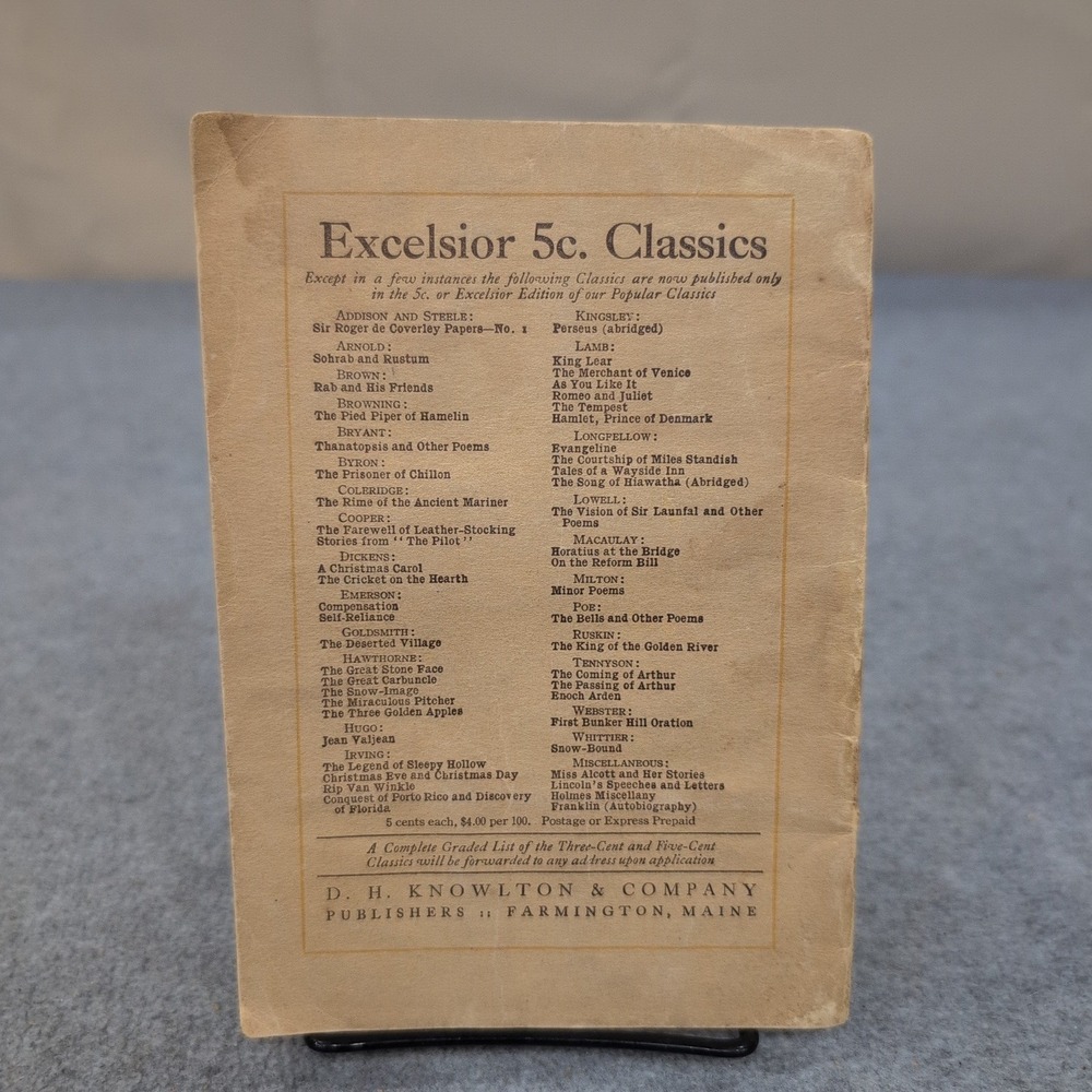 Rip Van Winkle Washington Irving Excelsior 5c Classics D.H. Knowlton Maine Book - Picture 2 of 3